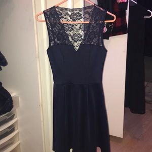 Navy Babydoll Dress with lace detail